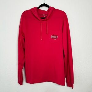 Vineyard Vines‎ Pink Red Long Sleeve Hooded Shirt Whale Football  Women’s Medium